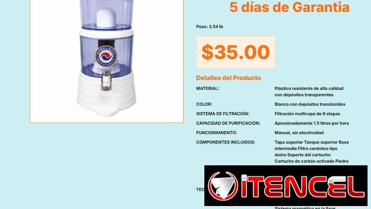 Filtro de Agua por Gravedad de 8 Etapas con Carbón Activado y Plata Coloidal VPT#-0452