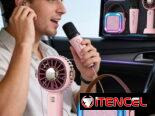 Altavoz Karaoke Portátil con Micrófono y Ventilador de Mano Rosa | videojuegoshabana.com
