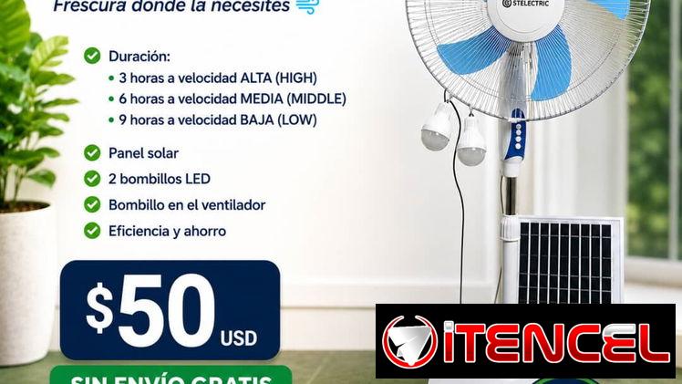 ventilador recargable con panel solar