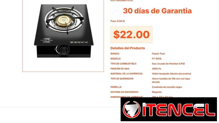 Cocina de Gas de Mesa Future Tech: Vitrocerámica Decorativa 6.00 lb VPT#-0350