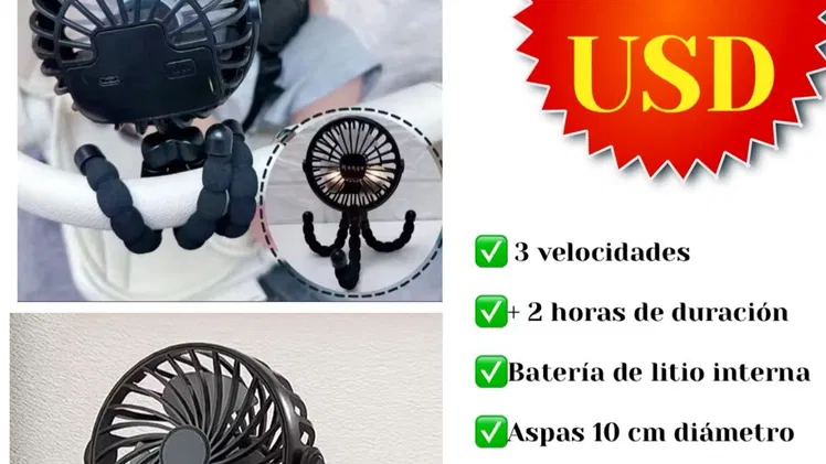Ventiladores Recargables tipo 🐙 Pulpo especial para coches de bebé