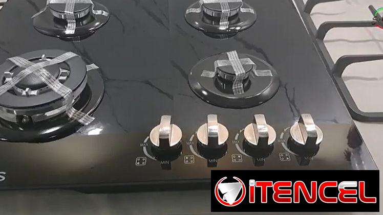 Cocina de Gas Milexus 4 Quemadores Empotrada con magneto, color negro superficie de cristal templado $250 USD transporte