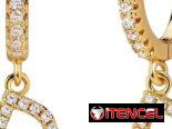 Aretes con letra diamante de circonio chapada en oro 18 quilates