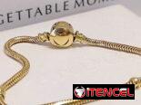 Pulsera talla 18 y aretes Pandora Oro 10K. LM joyería. Garantía en su compra