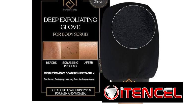 Guante de baño, Exfoliante corporal, removedor de células, limpiador de poros. Fibra a base de plantas