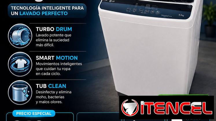 LG Automática de 9 kg ,Smart Inverter ,Agua Fria&Caliente ,Smart Motion y Turbo Drum + OFERTA DE 4GB DE DATOS MOVILES