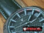 Reloj, pulsera y esfera verde, para hombre, de cuarzo, correa de cuero. De baterías.