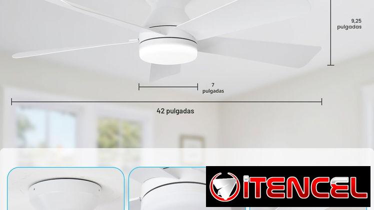 Ventilador de techo moderno Depuley 42 pulgadas 5 aspas, LUCES LED (3 MODO DE ILUMINACIÓN) BLANCO, NUEVO (incluye mando)