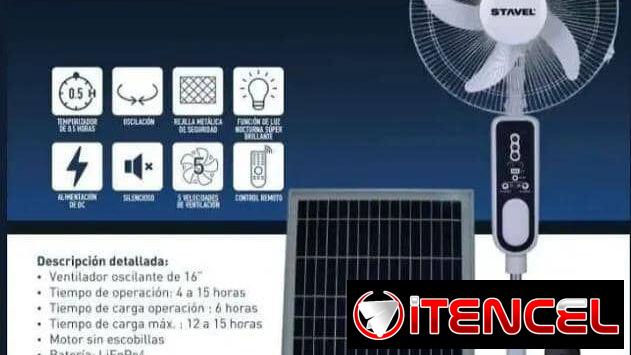 Ventilador recargable con panel solar