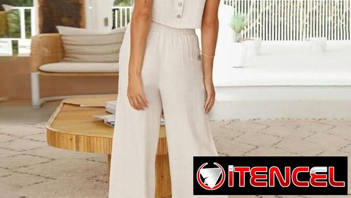 Conjunto de mujer de pantalon corte ancho 58547627