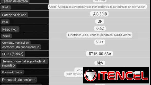 Transfer automático de 110V, 2 polos y 100 amperes