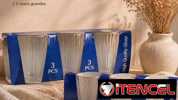 Set de vasos de vidrio (3 piezas) 🥤✨Excelente regalo: medianos y altos. Algo fino. WhatsApp 56249037