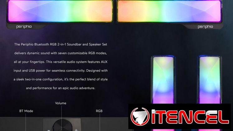 Periphio RGB 2.0 Channel Soundbar Bluetooth | Bocina RGB para PC en La Habana