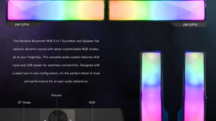Periphio RGB 2.0 Channel Soundbar | videojuegoshabana.com