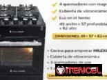 Cocina de gas con horno Challenger en negro Superficie de vidrio  Encendido por Magneto  Luz en el horno  280