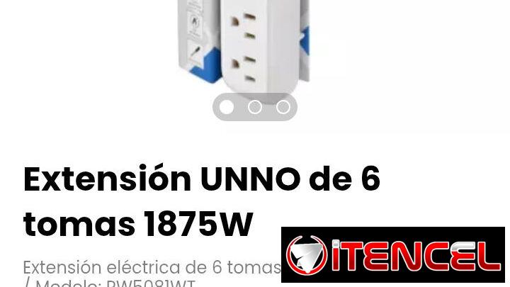 Extensión UNNO de 6 tomas 1875W. Modelo: PW5081WT. Nueva