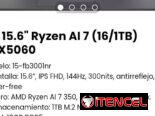 HP 15.6″ Ryzen AI 7 (16/1TB) RTX5060. Modelo: 15-fb3001nr. Nueva con garantía