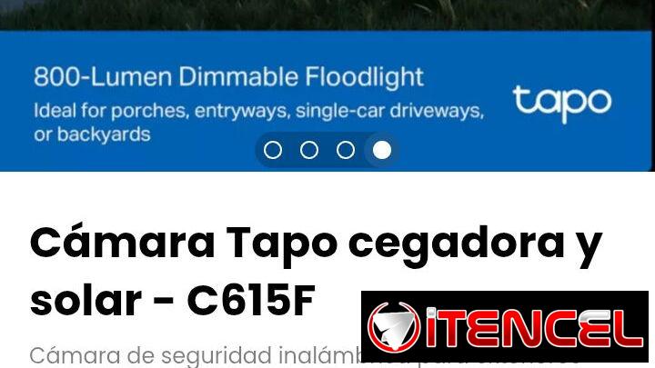 Cámara Tapo cegadora y solar – C615F. Cámara de seguridad inalámbrica para exteriores con panel solar