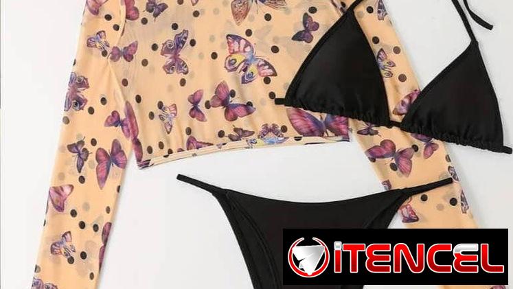 Bikini de tres piezas (mariposas) talla S