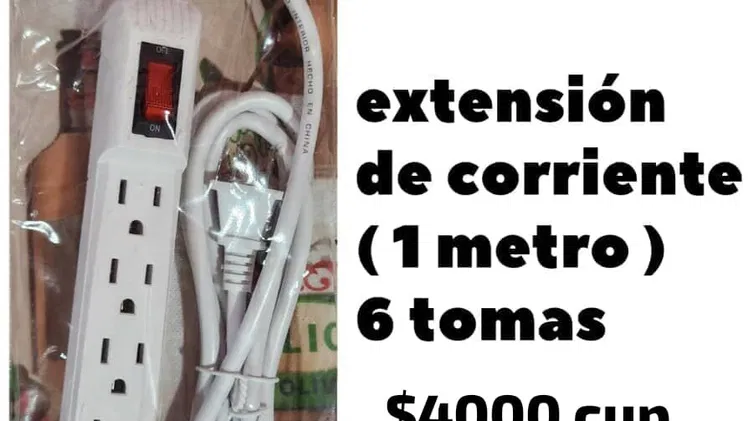 Extensión de corriente de 1 metro y 6 tomas