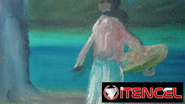 Pintura que evoca nostalgia del campo cubano, un viaje y costumbres de la isla.