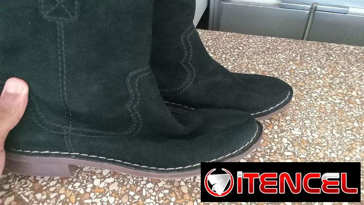 Zapatos negros de mujer – Botas altas de gamuza – Calzado elegante femenino – Botín clásico mujer – Zapato urbano suela
