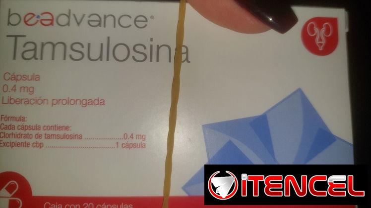 Tamsulosina de 0,4 mg, caja con 20 cápsulas
