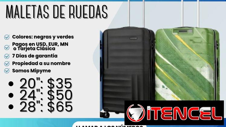 🧳 MALETA DE VIAJE DE VARIOS TAMAÑOS Y COLORES 🖤 NEGRO  💚VERDE  💲 20″: 35 USD 💲 24″: 50 USD