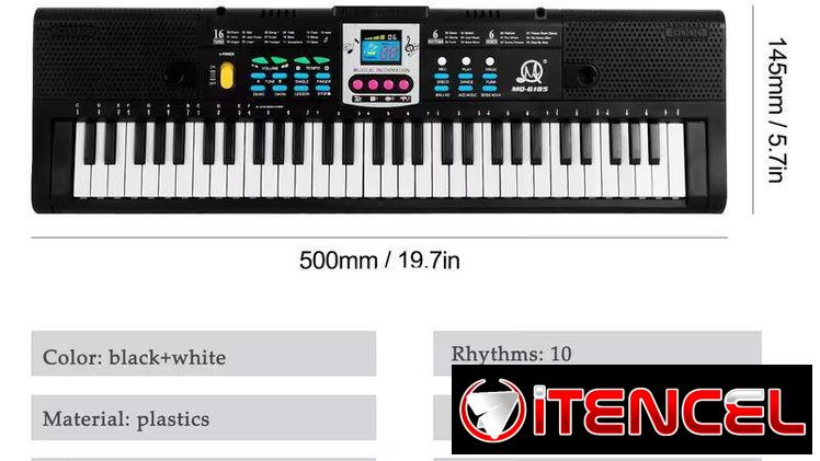 *Teclado Electrónico Multifunción 61 Teclas con Micrófono