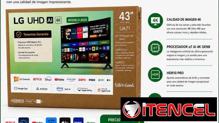 LG de 43” 4K UHD televisor inteligente ( 2025 ) con IA incluido Smart TV