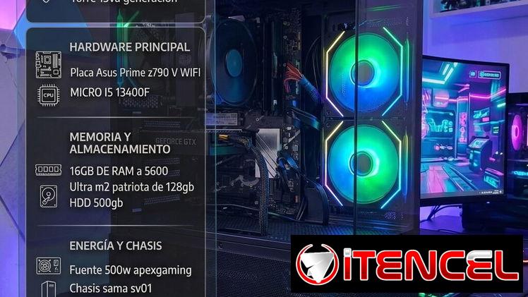 💲550usd  Torre 13va generación   Placa Asus Prime z790 V WIFI  MICRO I5 13400F  16GB DE RAM a 5600 Ultra m2 patriota de