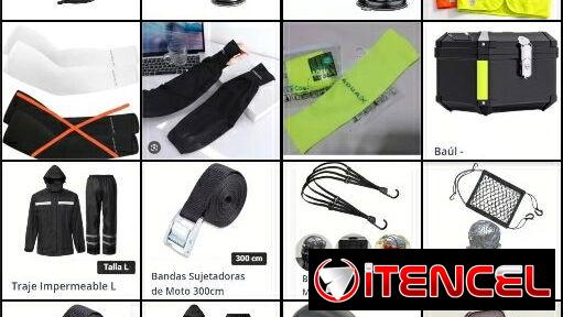 Accesorios para motos: mallas elásticas, baúl o almacenamiento ,ganchos o bandas sujetadoras,soporte de móvil etc
