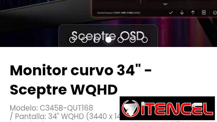 Monitor curvo 34″ – Sceptre WQHD Modelo: C345B-QUT168