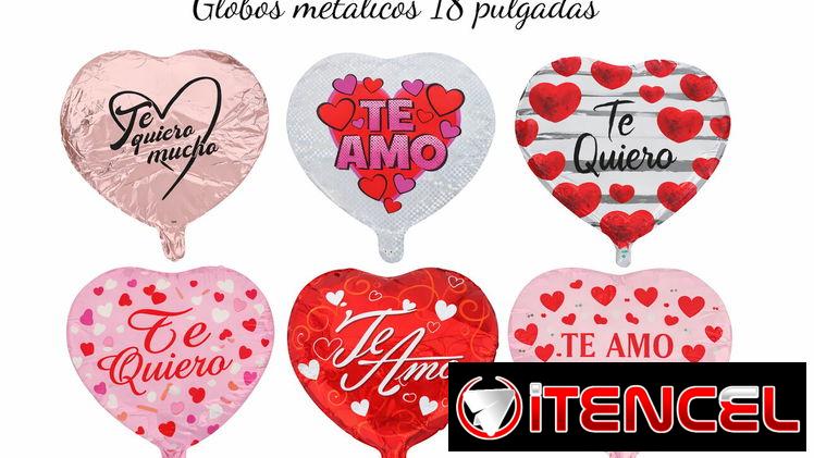 Globos metálicos de corazón y estrellas 18 pulgadas Te amo / Te quiero