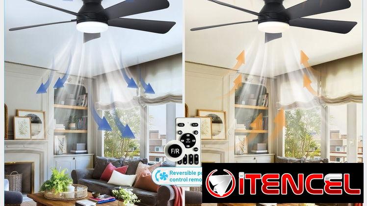 Ventilador de techo moderno Depuley 42 pulgadas 5 aspas, LUCES LED, NEGRO (3 MODO DE ILUMINACIÓN) NUEVO (incluye mando)