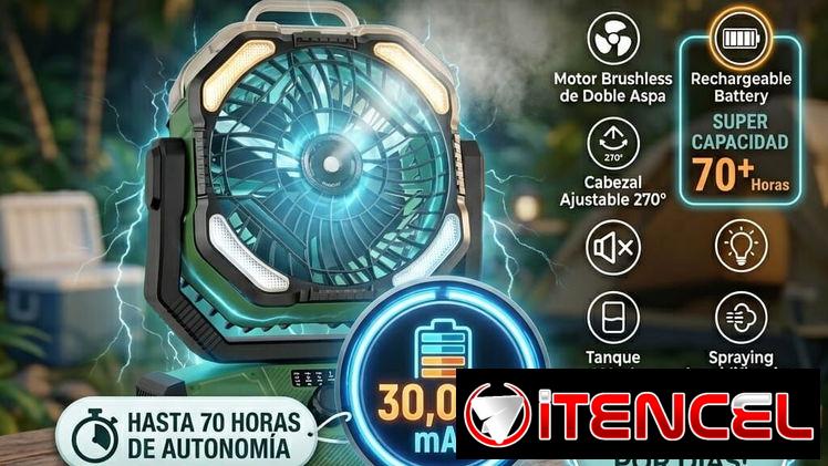 Ventilador recargable doble aspa batería 30 000mah