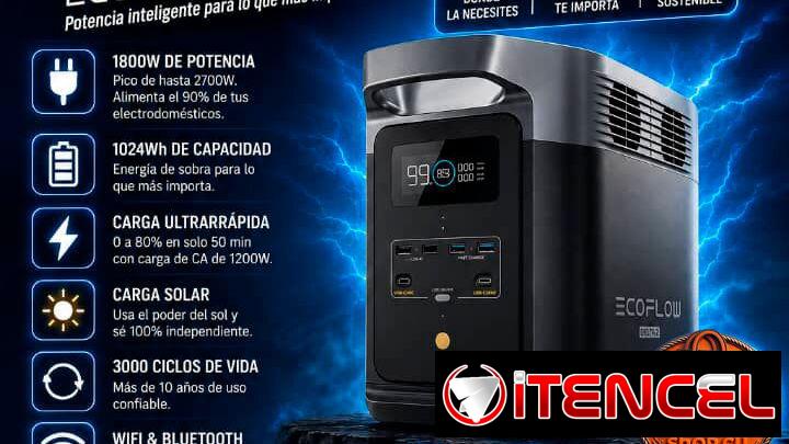 💡LA IDEAL💡 ECOFLOW DELTA 2 2700/1800W CON 1024WH BATERÍA. 6 MESES DE GARANTÍA CON FACTURA Y MENSAJERÍA. TL 54833699