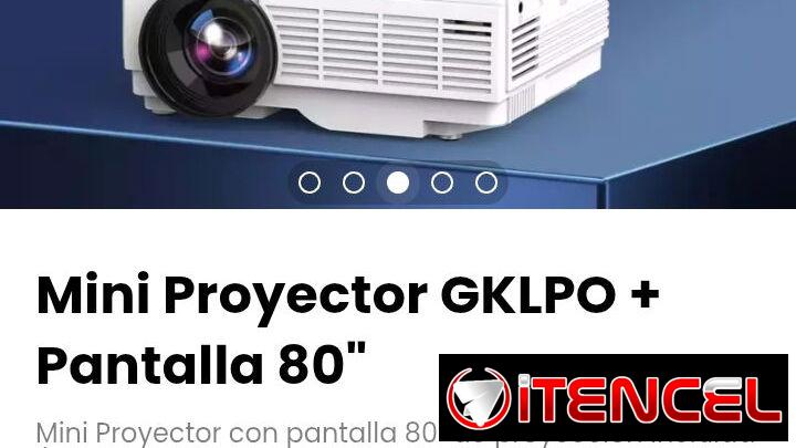Mini Proyector GKLPO + Pantalla 80″. Dimensiones de proyección: desde 50 hasta 176 pulgadas