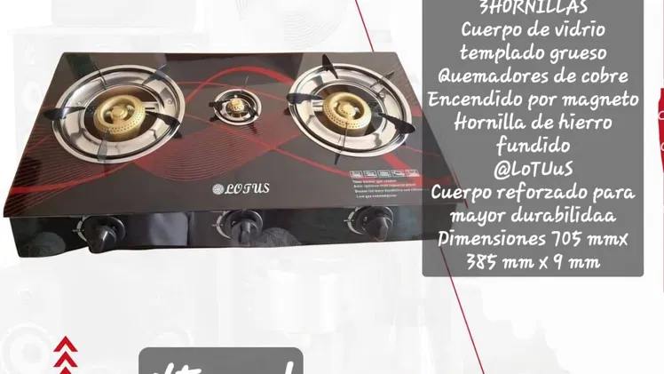 Cocina de 3 hornillas lotus