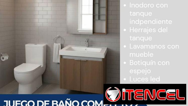 JUEGO DE BAÑO, LAVAMANOS CON MUEBLE Y TAZAS””
