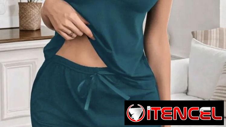 Conjunto de dos piezas verde de satín