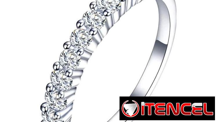 Anillo d Compromiso 925 2 quilates, chapado en oro blanco d 14 quilates Talla 8