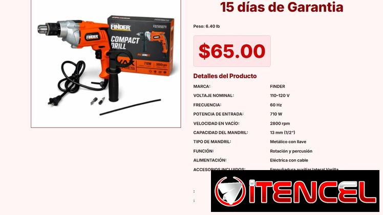 Taladro Finder 710W de 6.40 lb con Percusión para Concreto Real $65 VPT#-0299