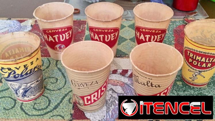 Lote de 7 vasos encerados de cerveza años 50’s
