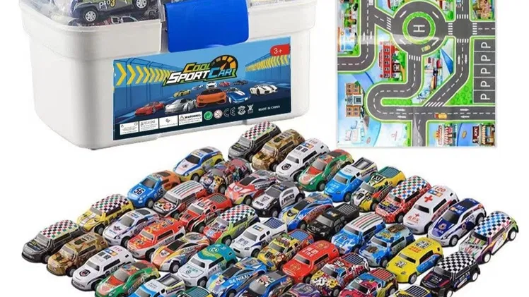 * Set de 50 Carritos Metálicos con Caja – Ideal para Regalos y Piñatas