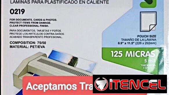 Micas para plasticar Tamaño Carta de 125 micrones (5 milésimas, 100 unidades) marca STUDMARK (Alta Calidad)⭐