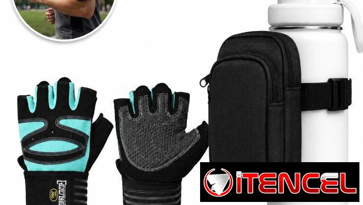 Guantes de entrenamiento con muñequeras de + estuche multiuso con correa