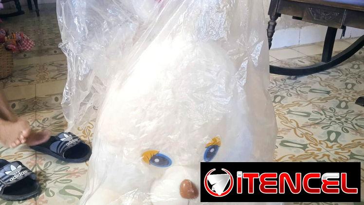 Conejo de peluche blanco bien grande.