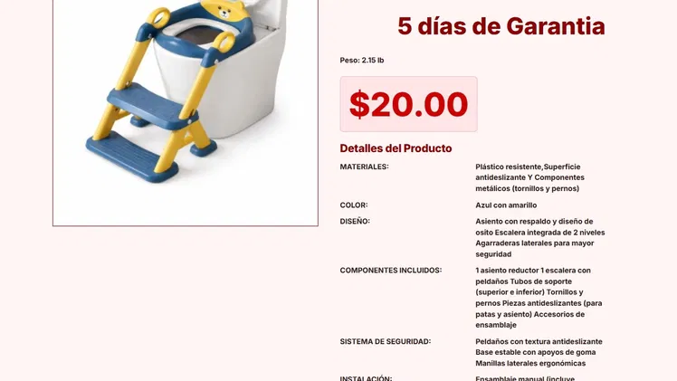 Escalera con asiento reductor de inodoro ideal para el entrenamiento hoy VPT#-0120
