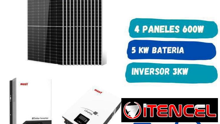 Kit Solar 3 kW (Batería inteligente) Paneles solares: 4 x 600W